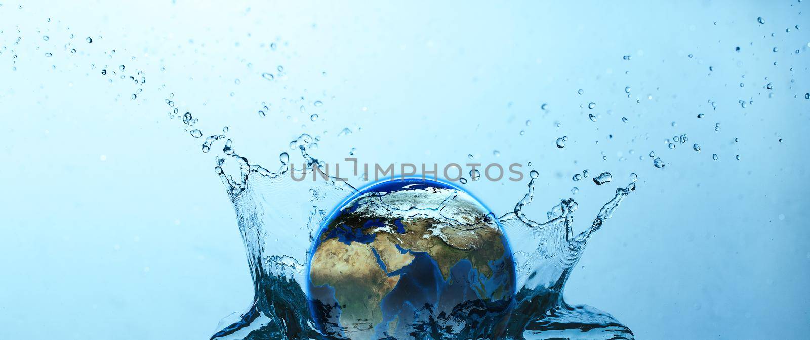Water splash with Earth by Wasant