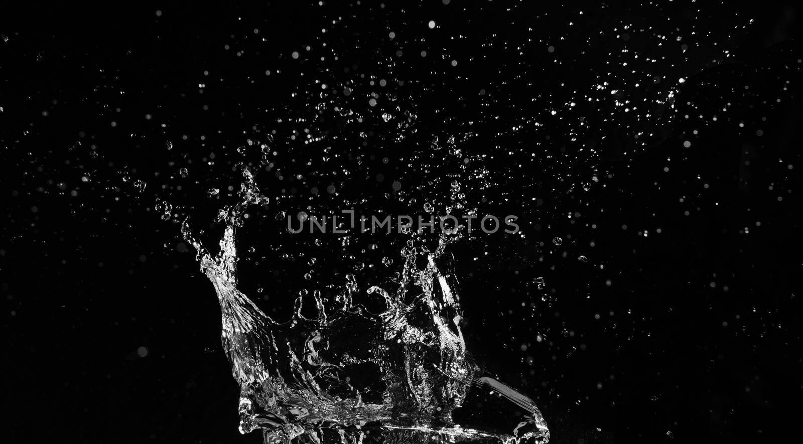 Water splash on dark background