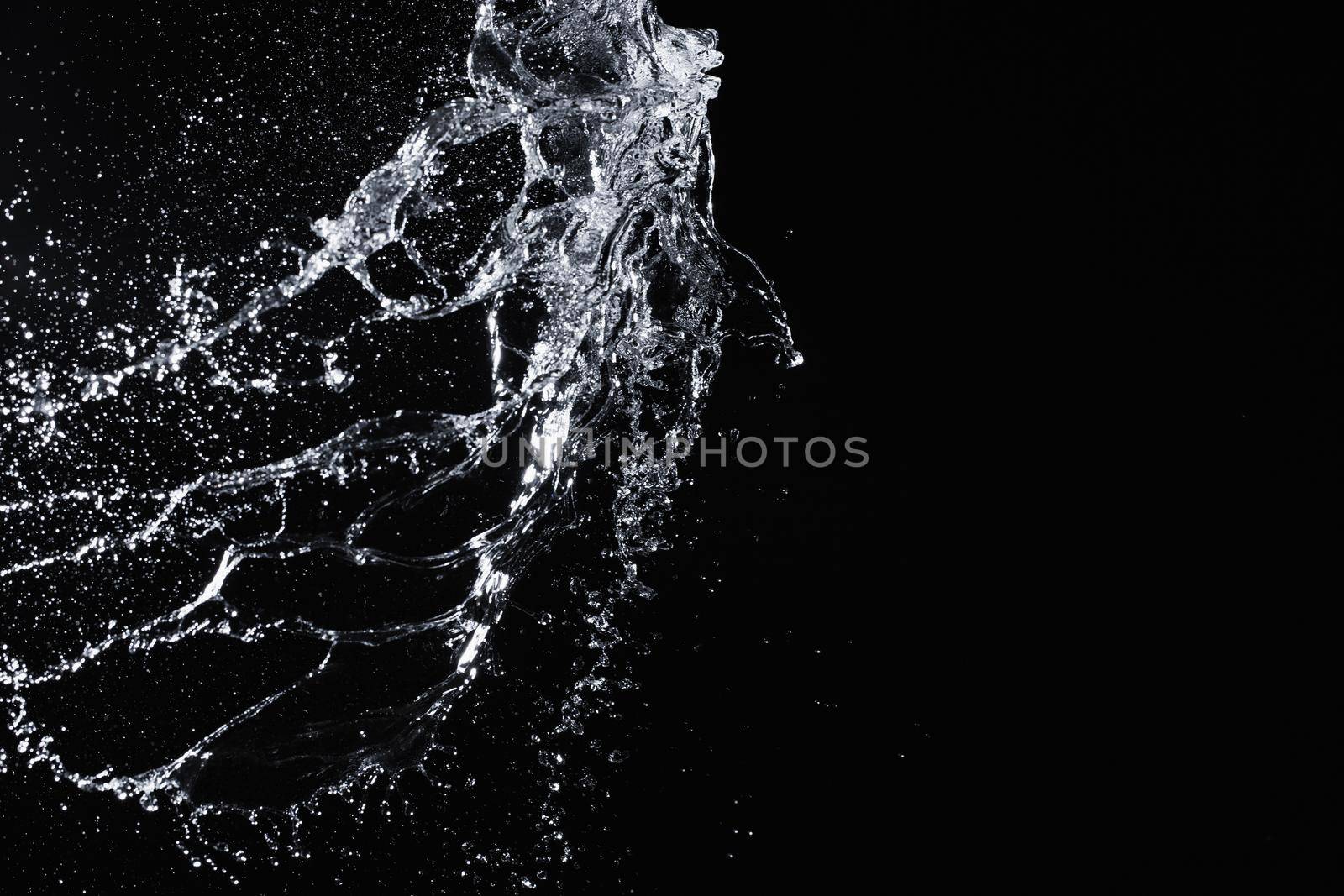 Water splash on dark background