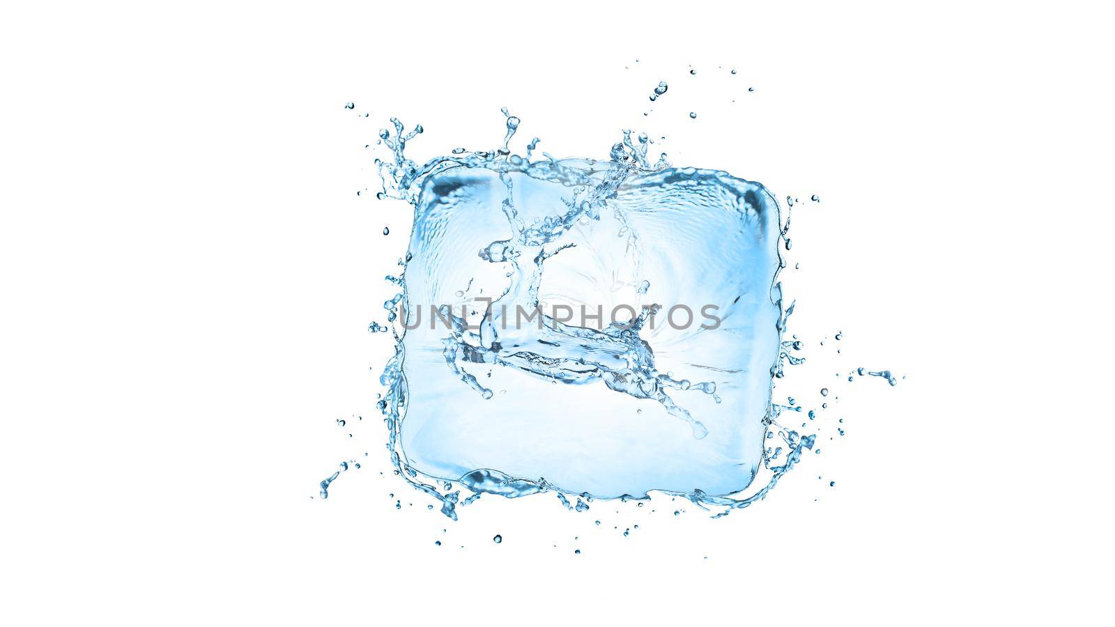 Water splash with deer shape isolated on white with clipping path