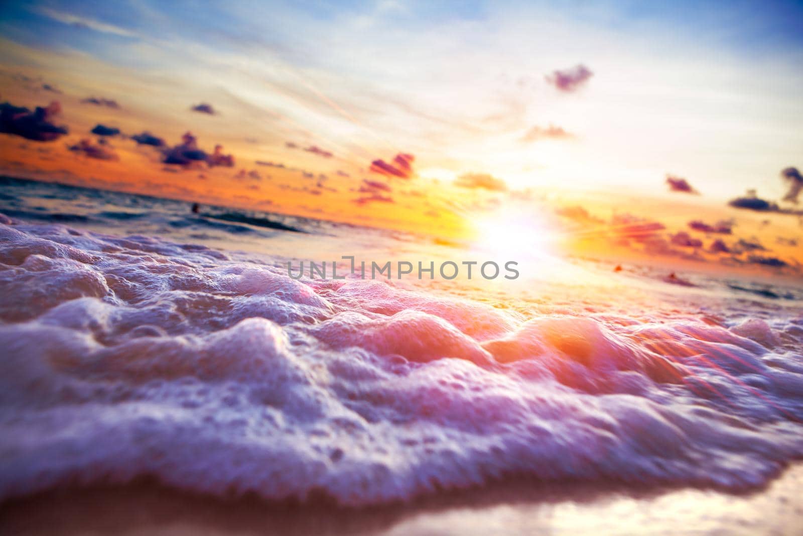 Scenery seascape.Close up image of sea wave and sand