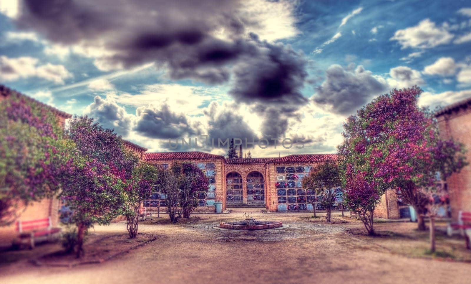 Scenic cemetery and graveyard 