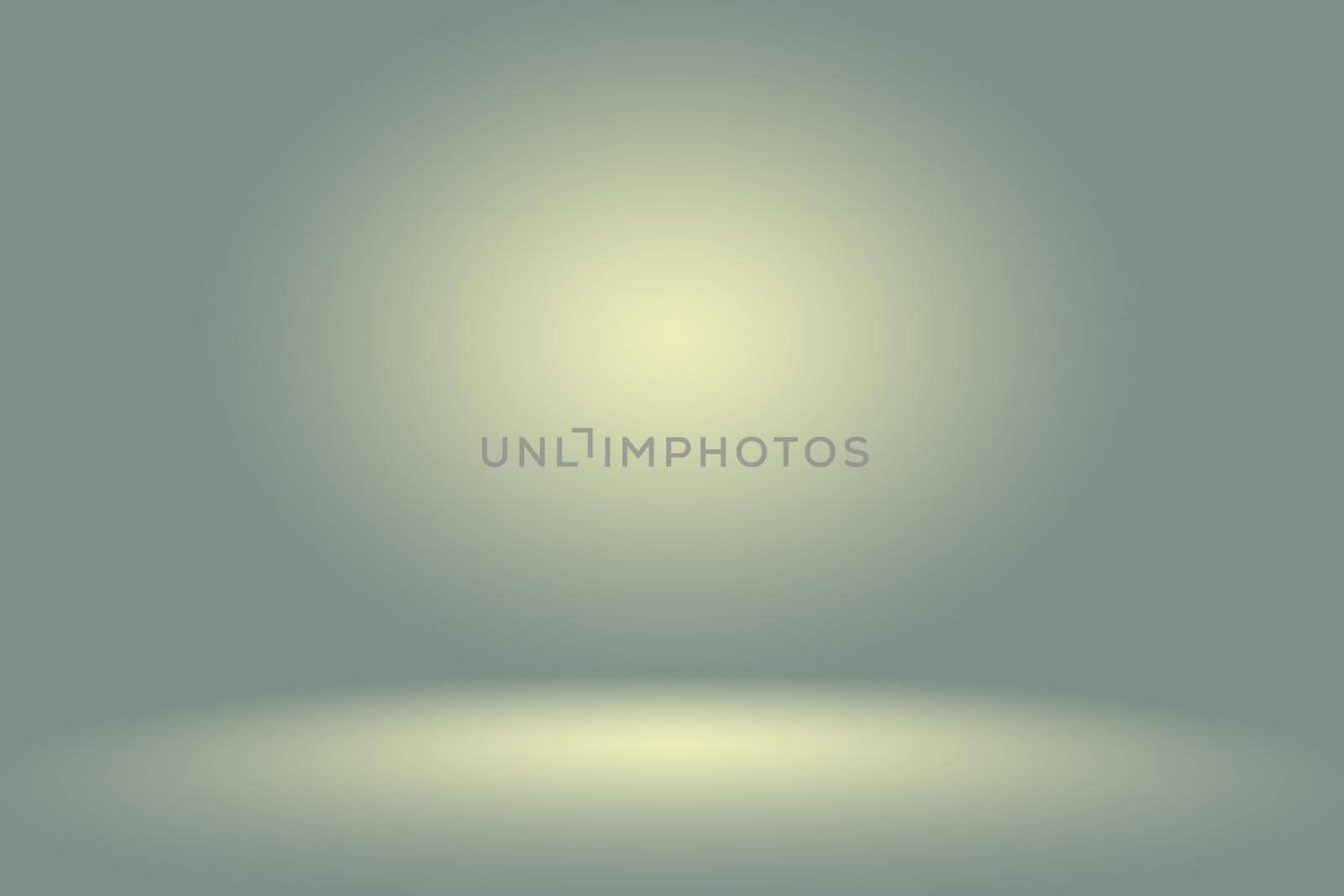 Abstract Empty Dark White Grey gradient with Black solid vignette lighting Studio wall and floor background well use as backdrop. Background empty white room with space for your text and picture by Benzoix
