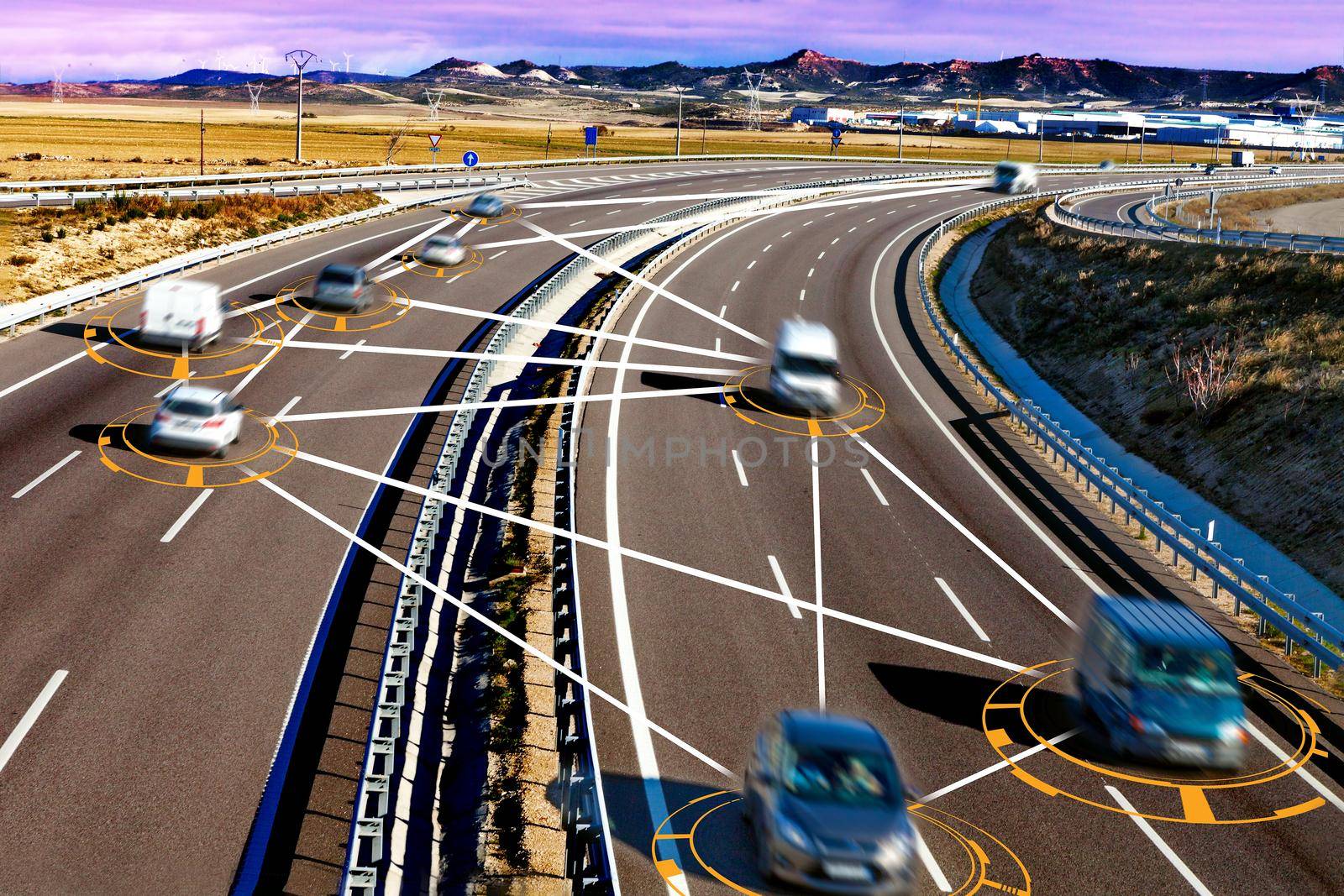 autonomous car and self driving concept.Intelligent transport background