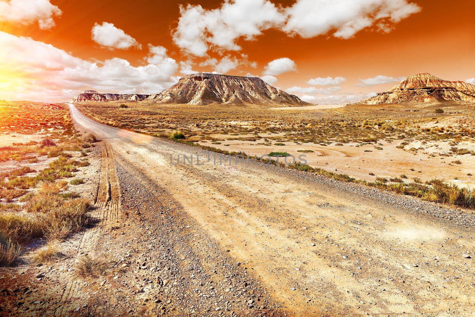 Travel and adventures through remote panoramic desert landscape