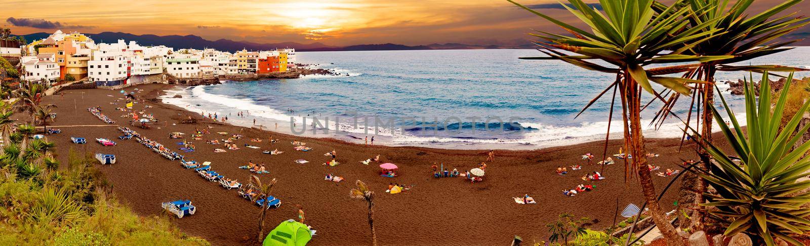 Sunset scenery Spain sea and island .Beach adventures and travel concept