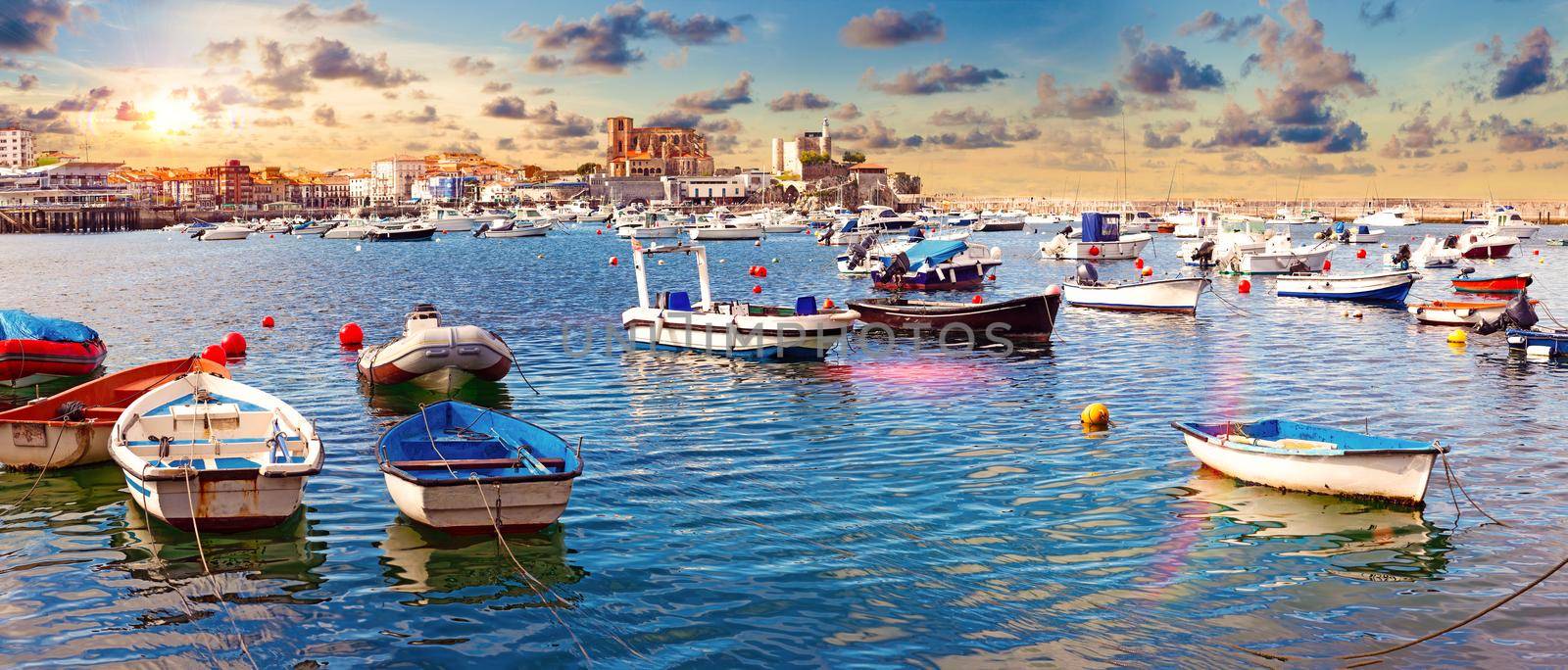 fishing village and Boat dock. Scenic seascape.tourism in Spain