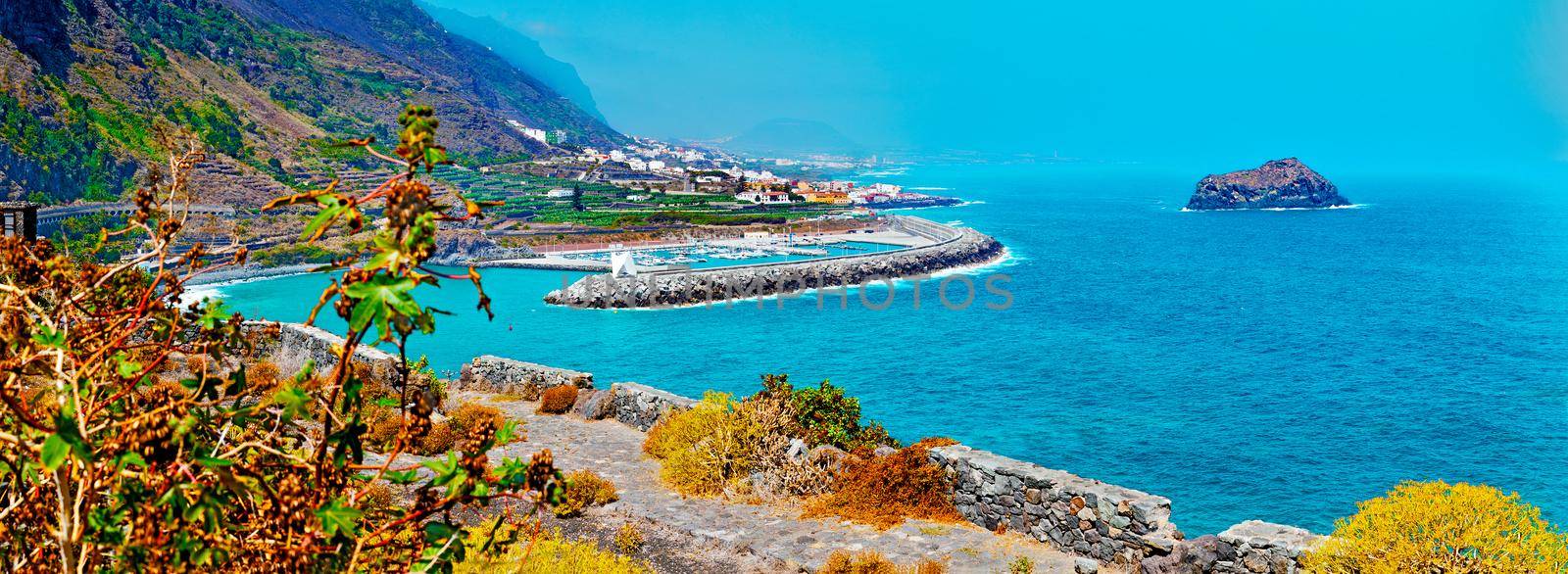 Nature scenic seascape in Canary Island.Travel adventures landscape in Garachico village