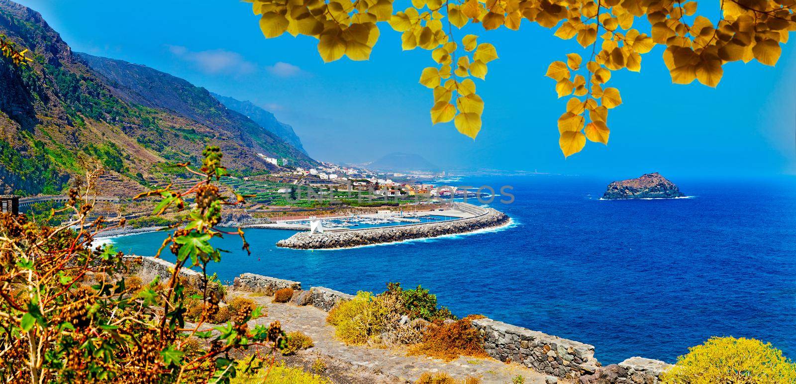 Nature scenic seascape in Canary Island.Travel adventures landscape in Garachico village