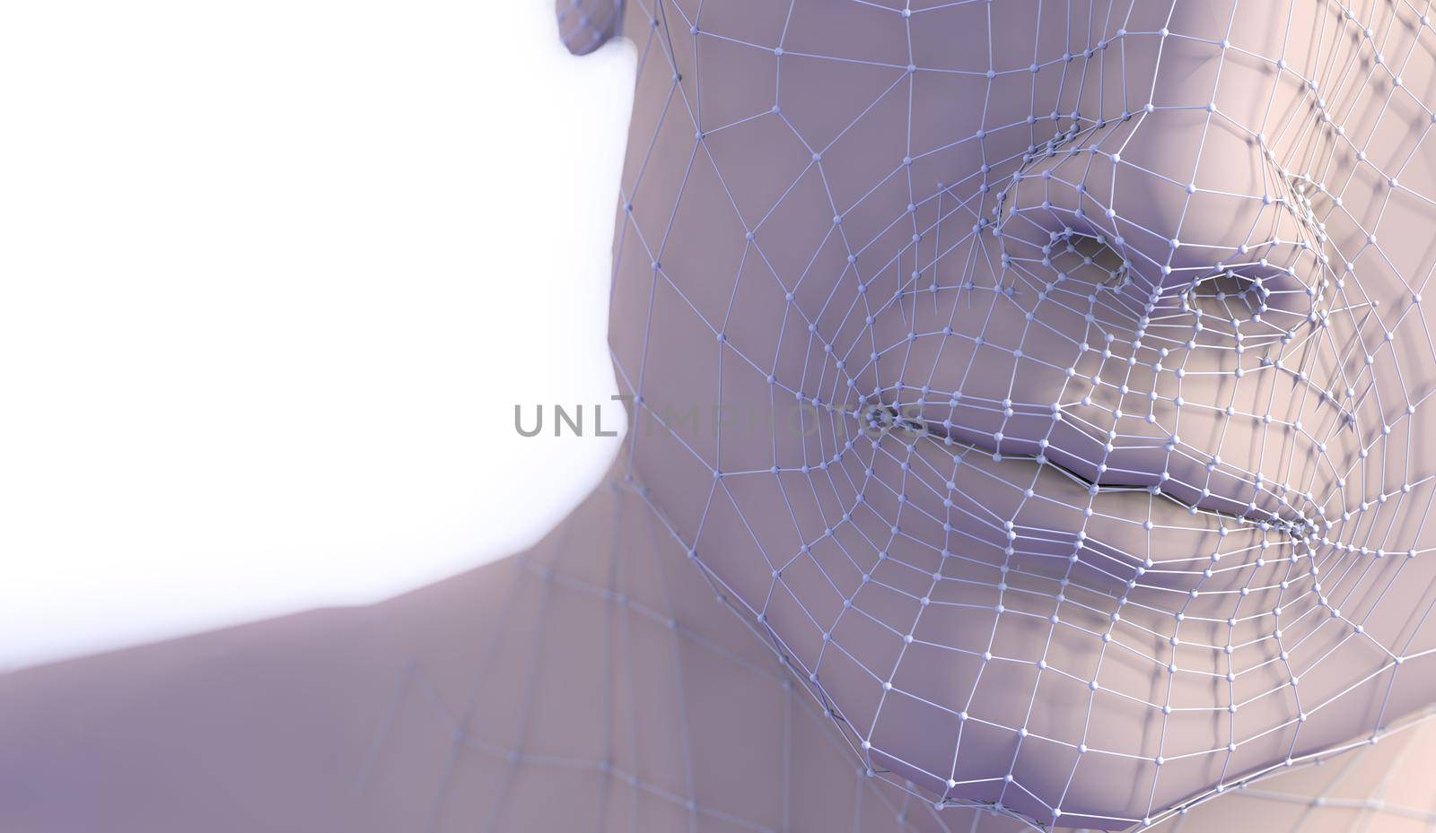 3d illustration of plastic surgery.Mesh and lines  in the skin and procedure to eliminate wrinkles
