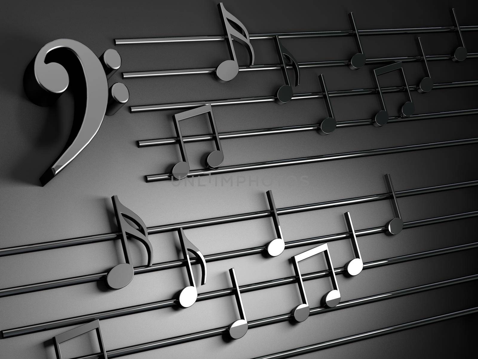 Music background design.Musical writing isolated over black by carloscastilla