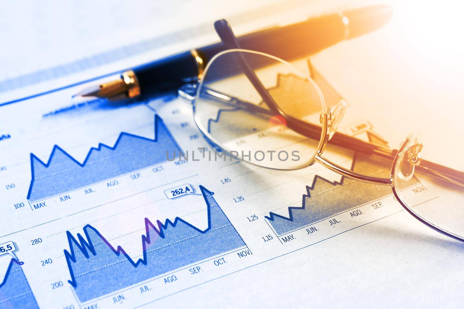 Market stock data and banking objects over statistics and graphs