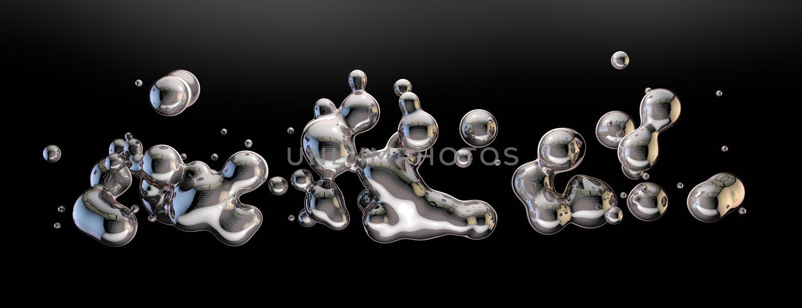 Abstract tin or silver liquid drops background.3d illustration by carloscastilla
