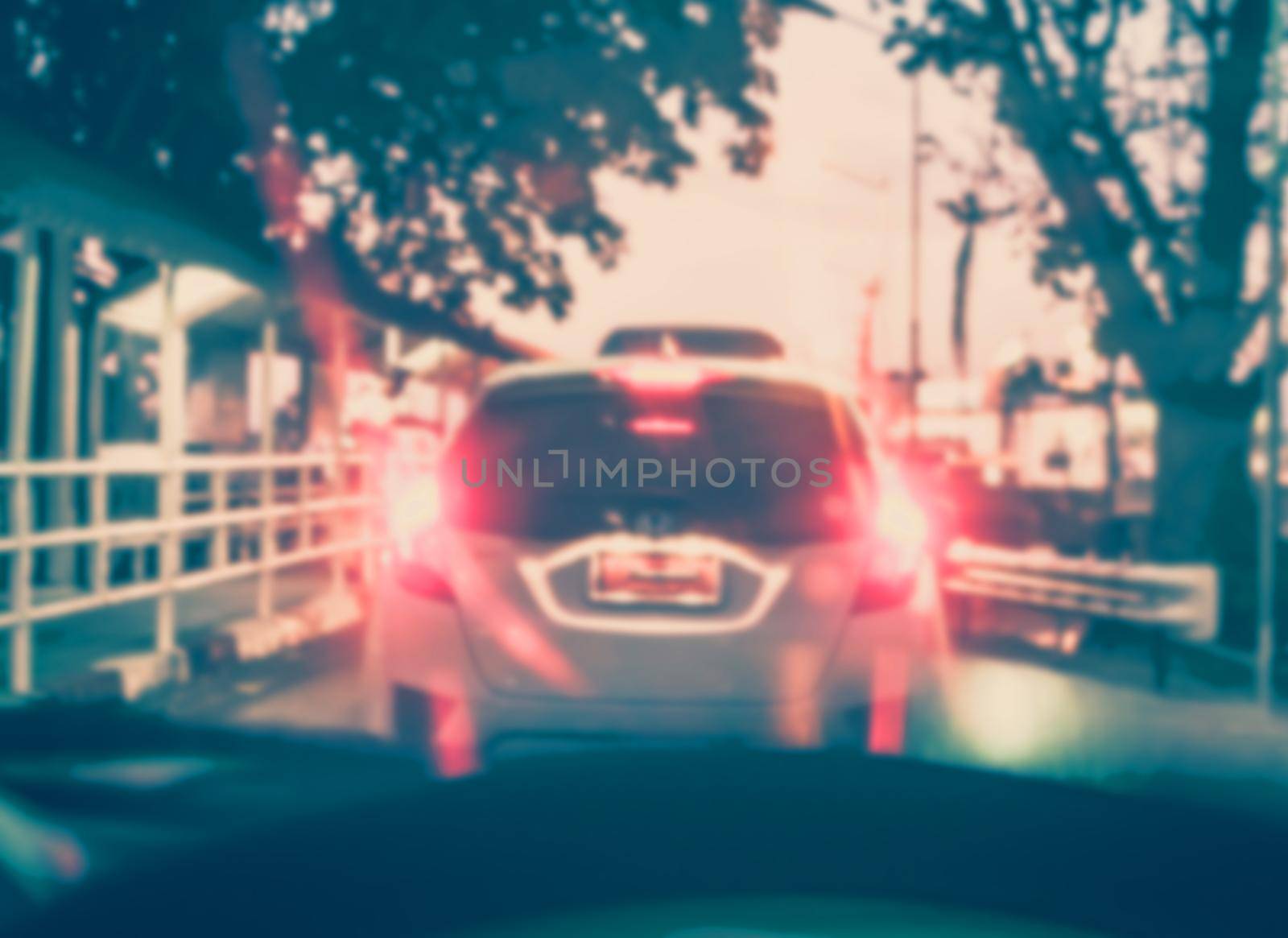 Vintage Style - blurred luxury car on road. by Benzoix