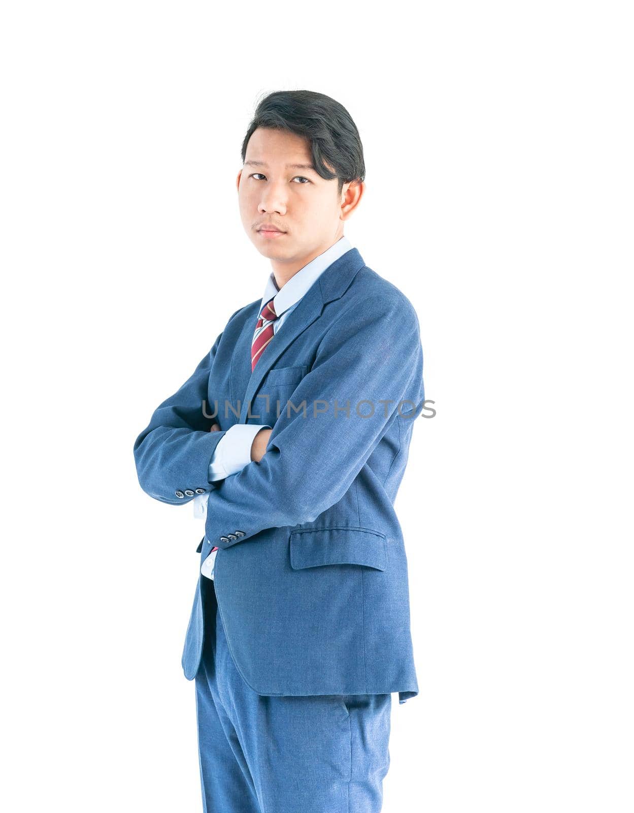 Young asian business men portrait in suit isolated over white background