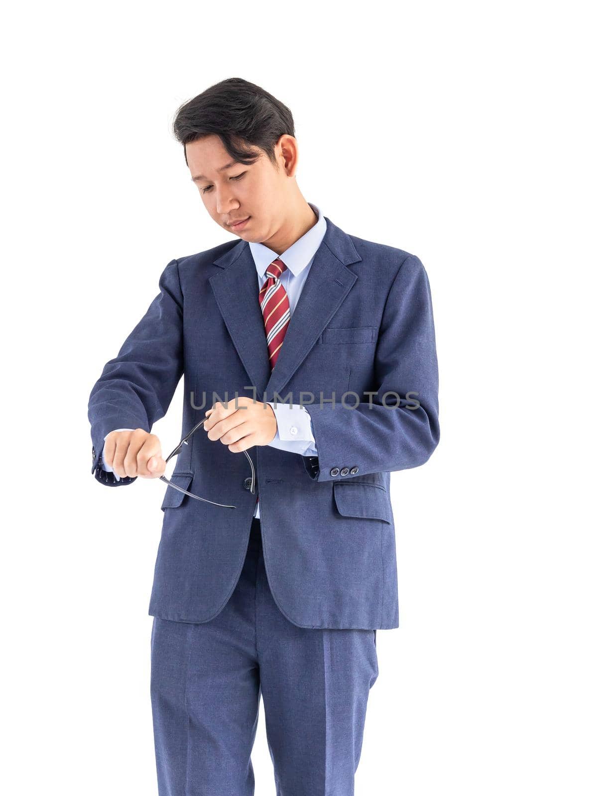 Young asian business men portrait in suit isolated over white background