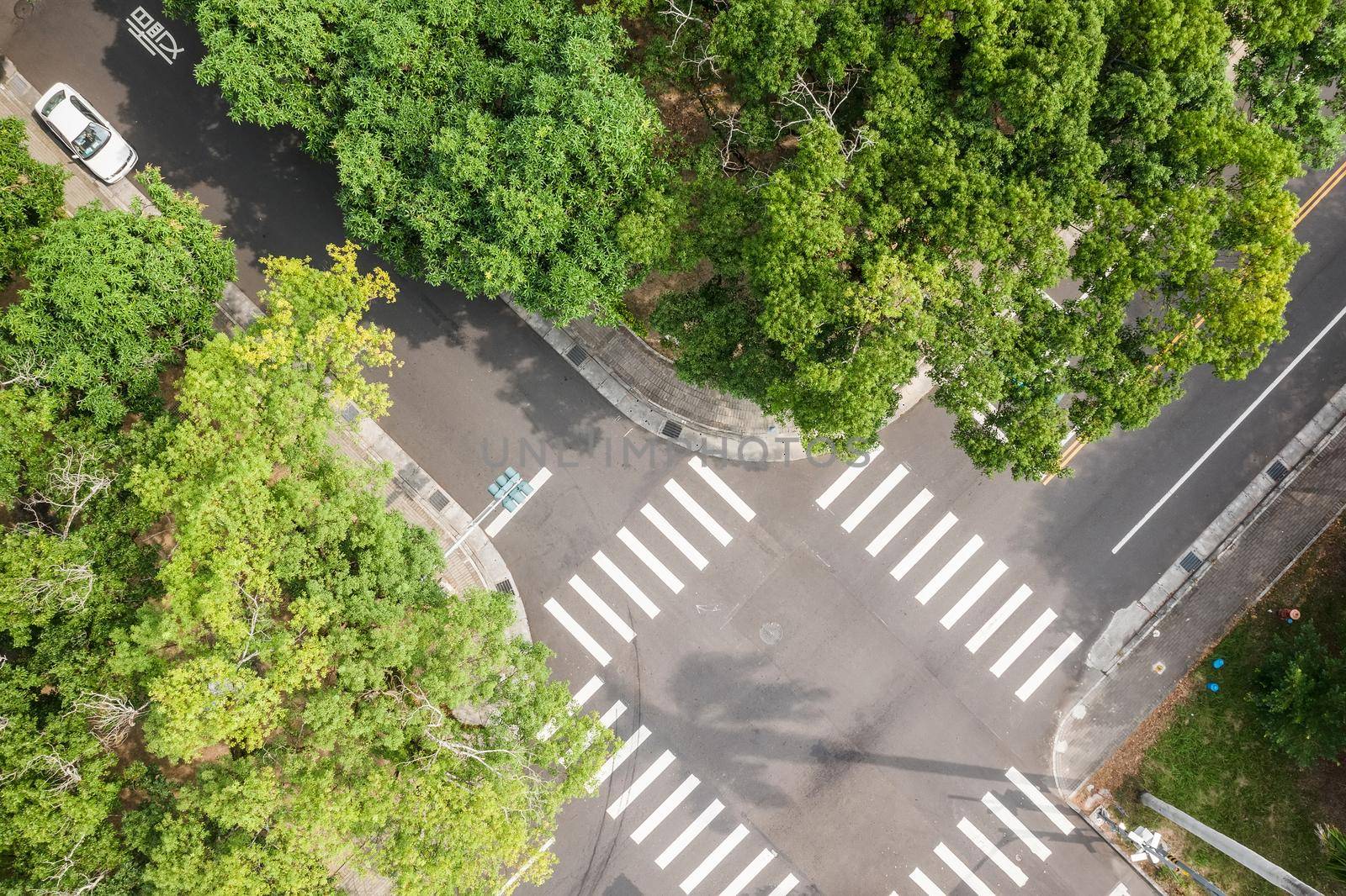aerial view of street intersection by elwynn