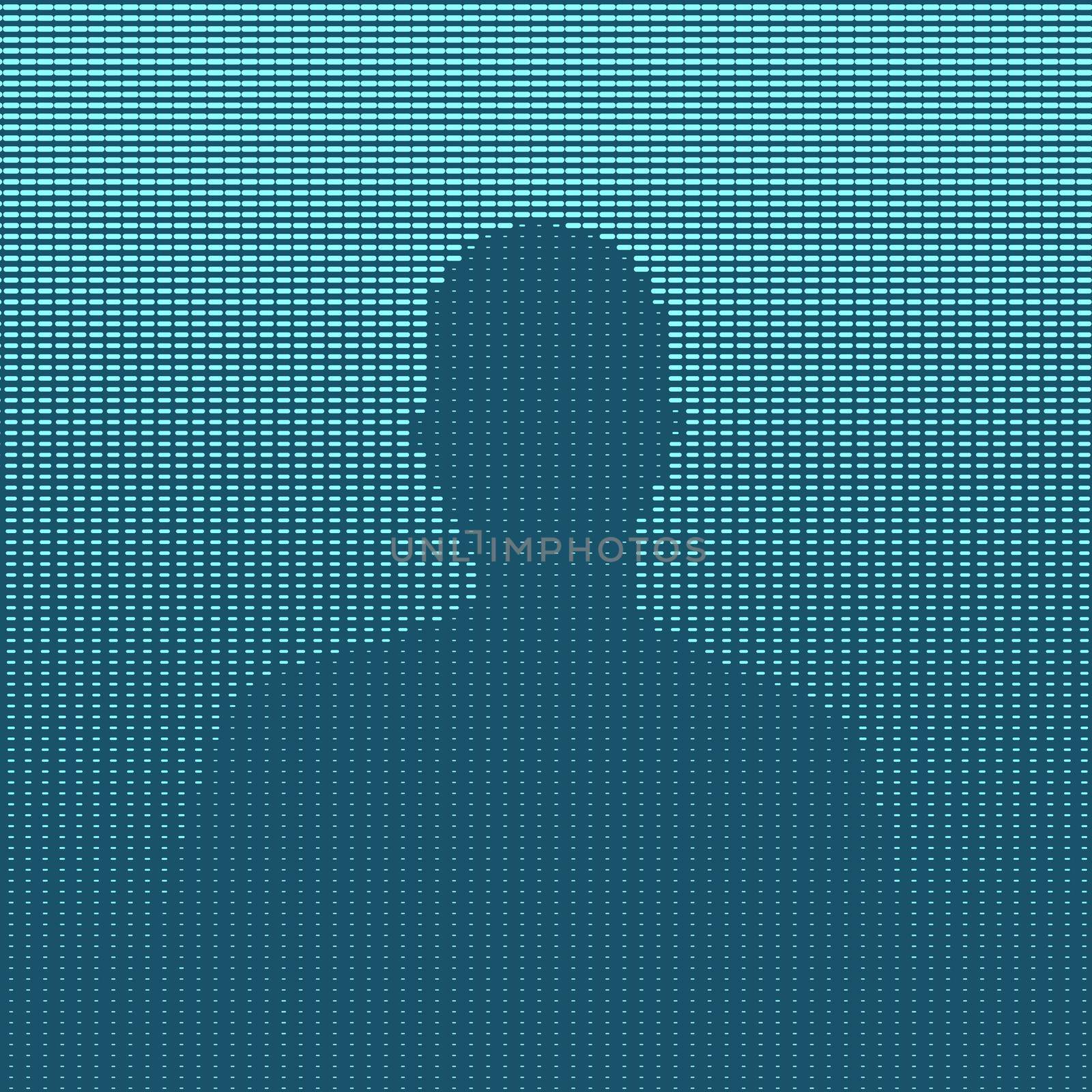 Man silhouette blue illustration, halftone pattern made of dashes