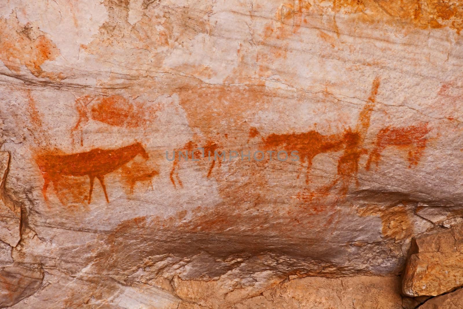 Eroded San rock art in the Cederberg Mountains in the Western Cape. South Africa