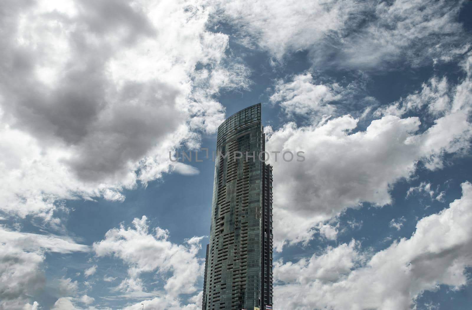 Bangkok, Thailand - 21 Jul 2019 : Afternoon view of Bangkok with skyscrapers in the city There is a backdrop of beautiful sky and clouds.