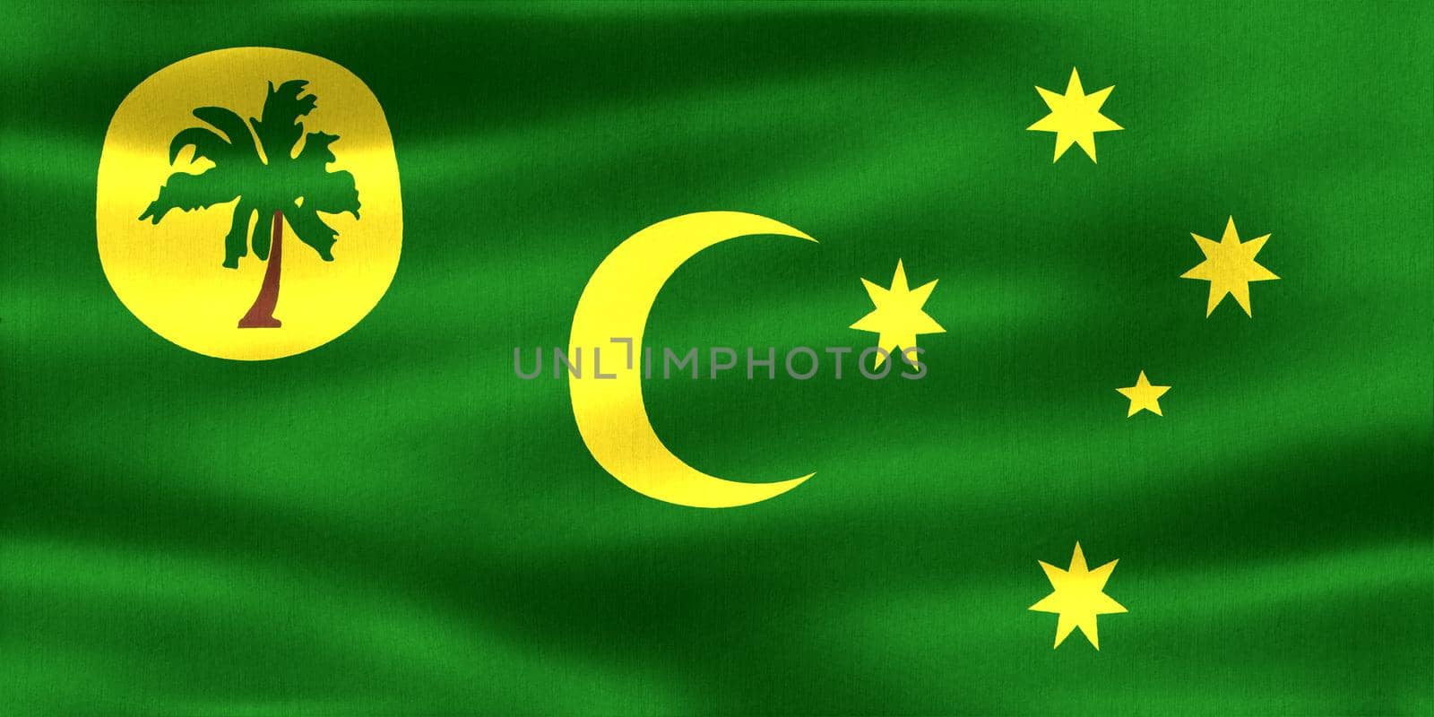 Cocos Islands flag - realistic waving fabric flag