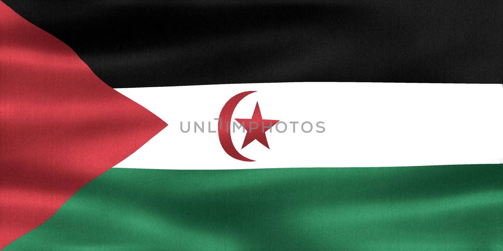 Western Sahara flag - realistic waving fabric flag by MP_foto71