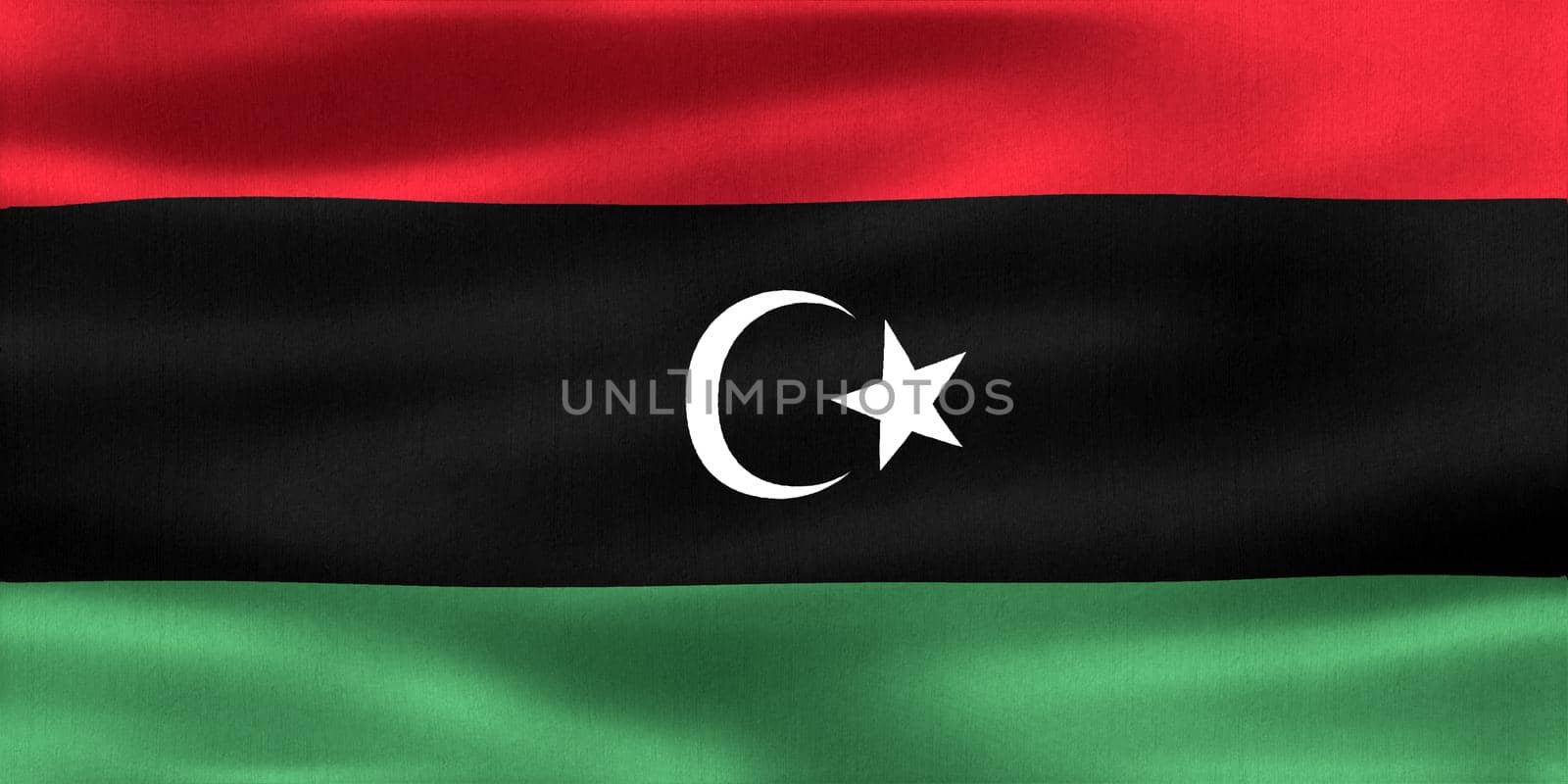 Libya flag - realistic waving fabric flag