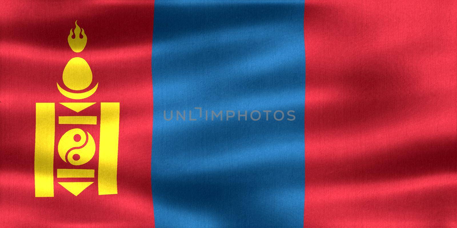 Mongolia flag - realistic waving fabric flag