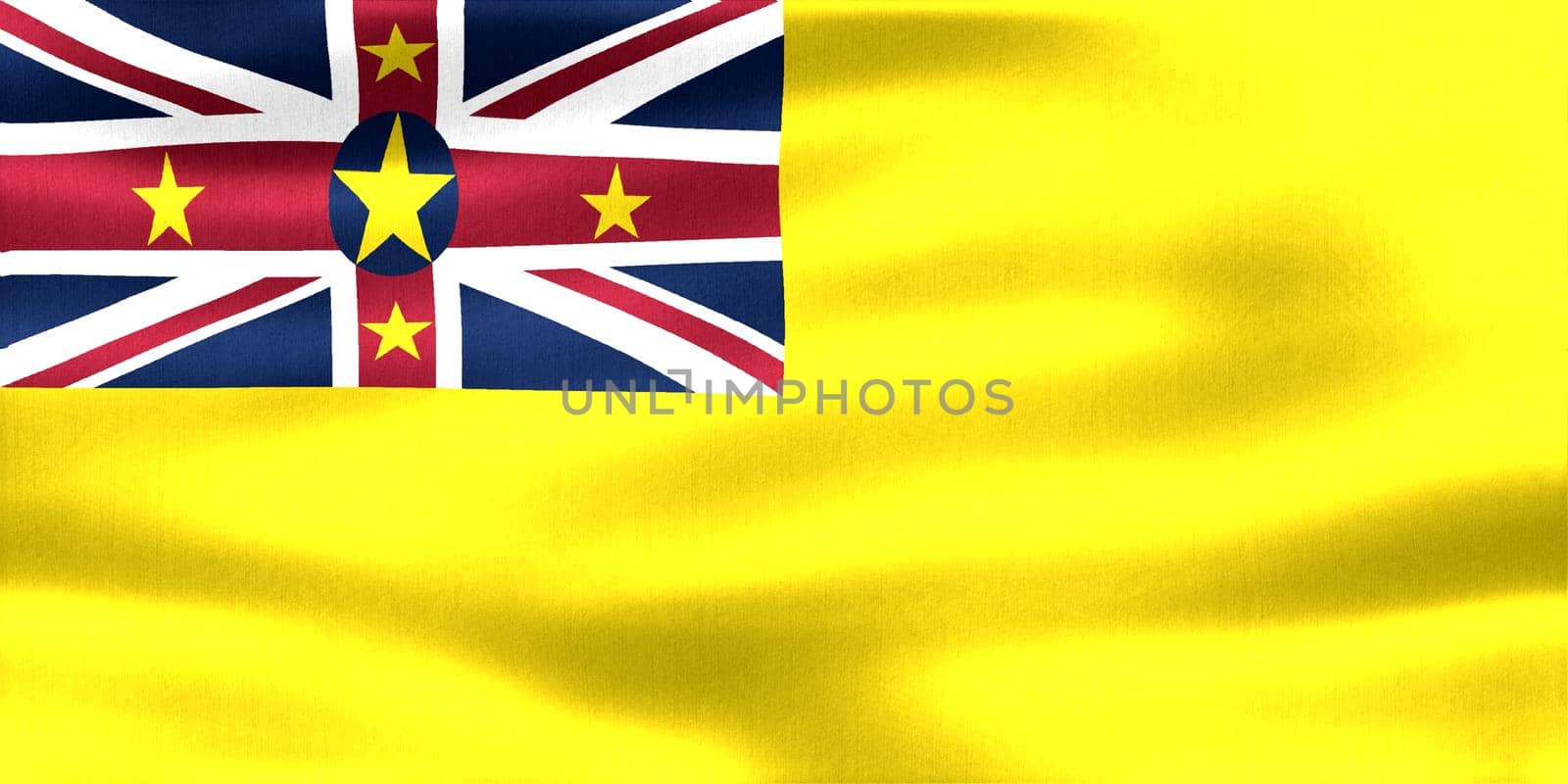 Niue flag - realistic waving fabric flag