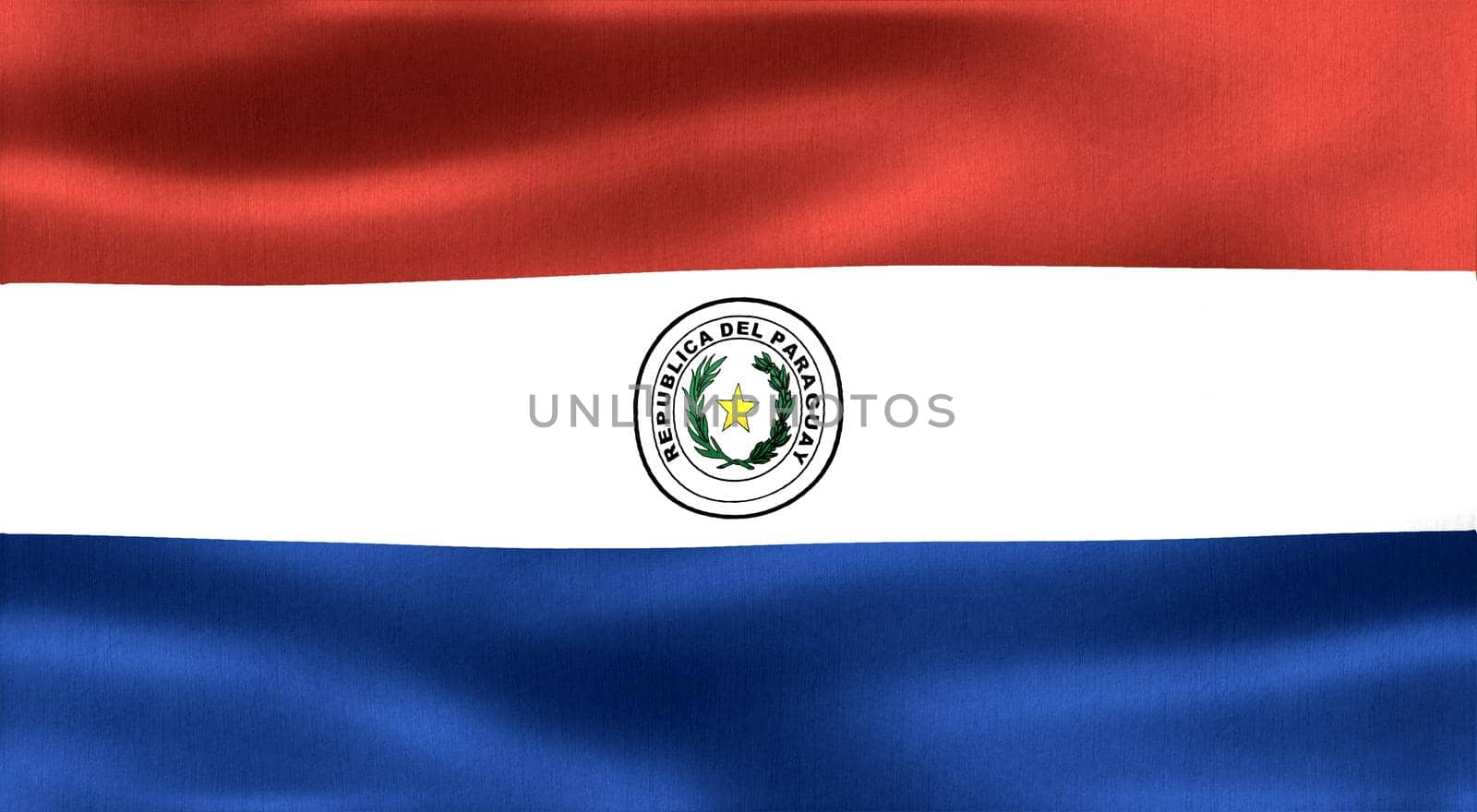 Paraguay flag - realistic waving fabric flag