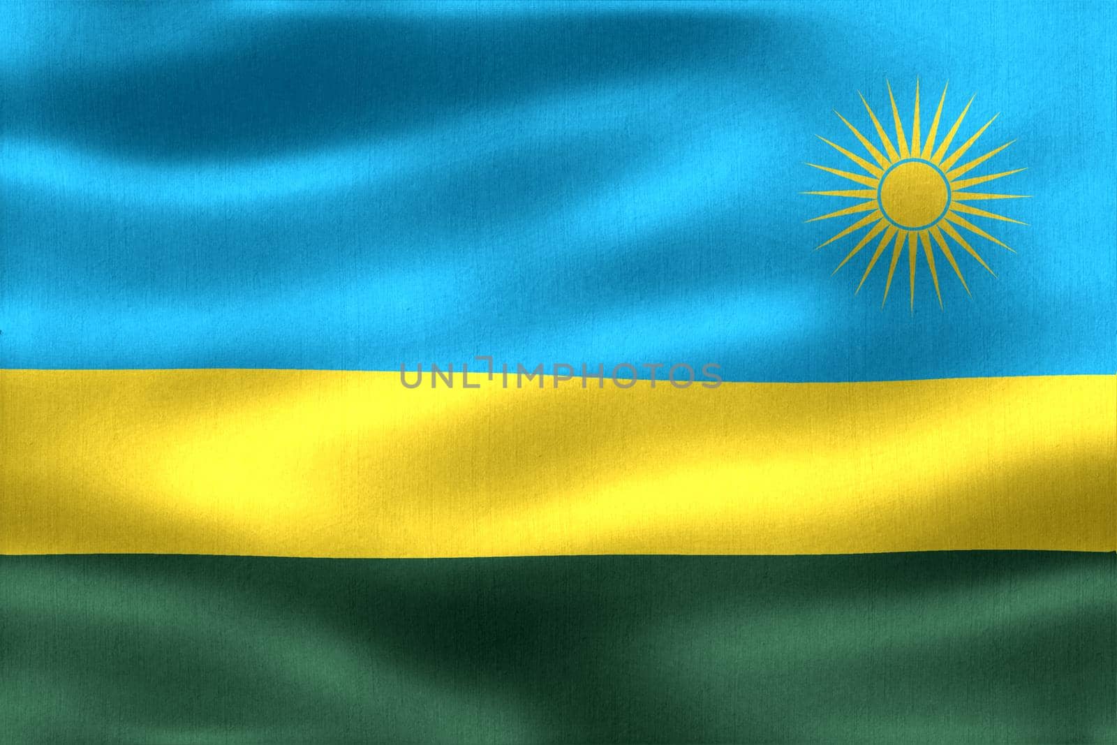 Rwanda flag - realistic waving fabric flag