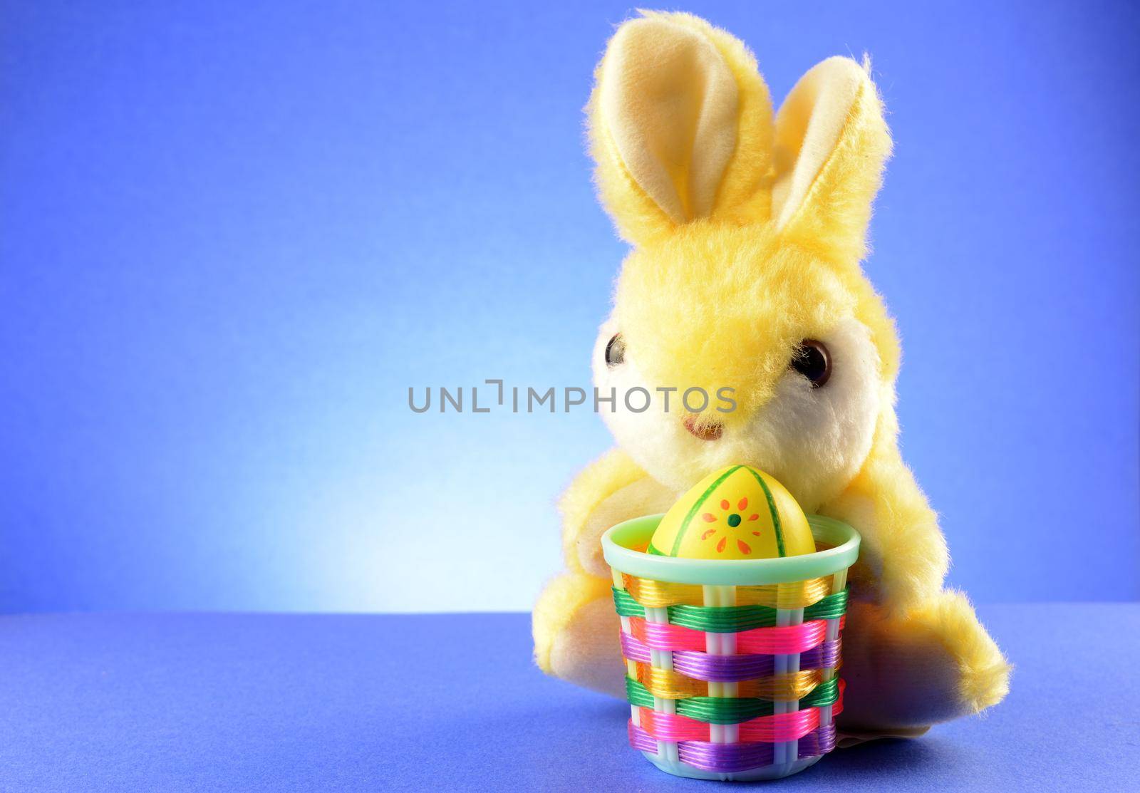 A plush yellow Easter Bunny for the holiday season.