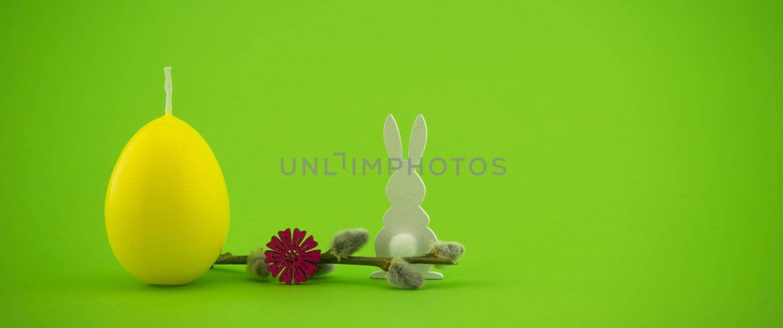 Minimalistic style Easter banner with yellow egg by NetPix