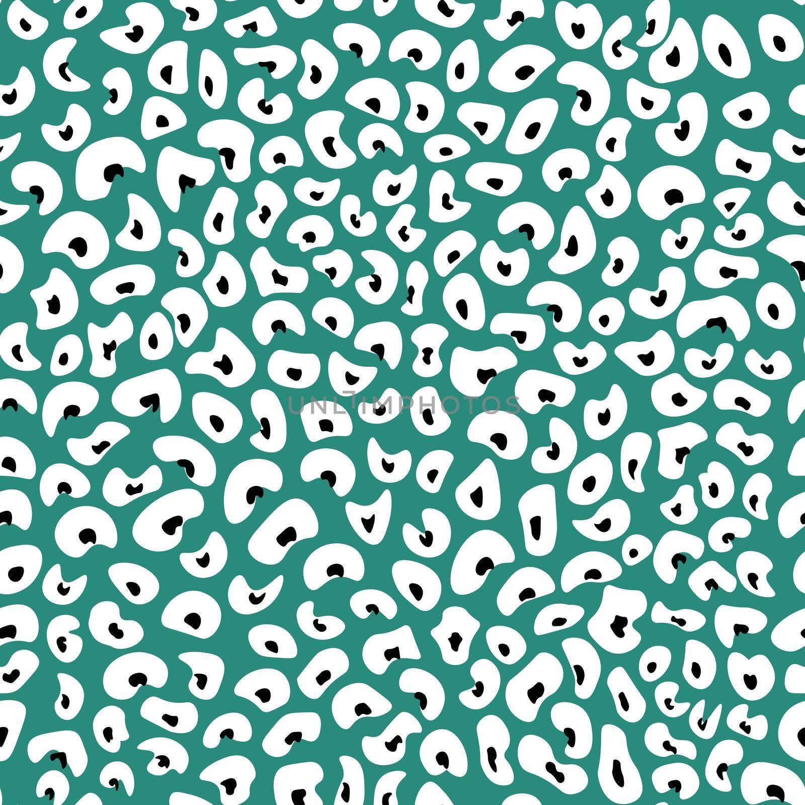 Abstract modern leopard seamless pattern. Animals trendy background. Green and black decorative vector stock illustration for print, card, postcard, fabric, textile. Modern ornament of stylized skin. by allaku