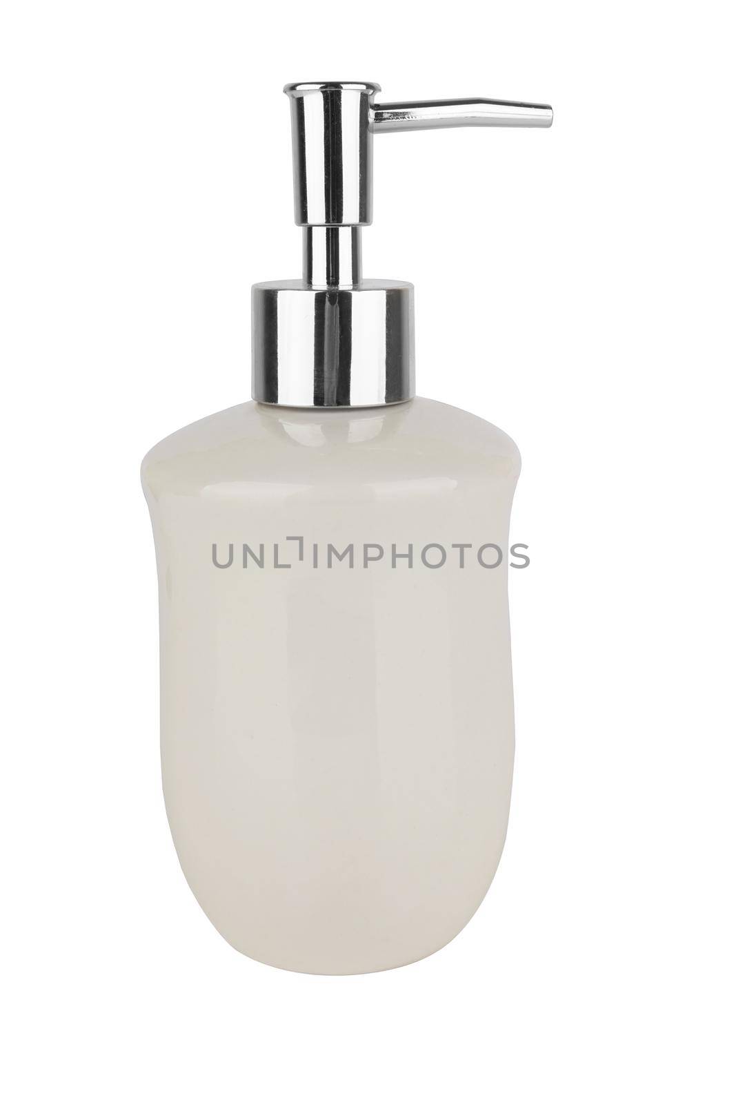 Bottle with pump dispenser isolated on white background