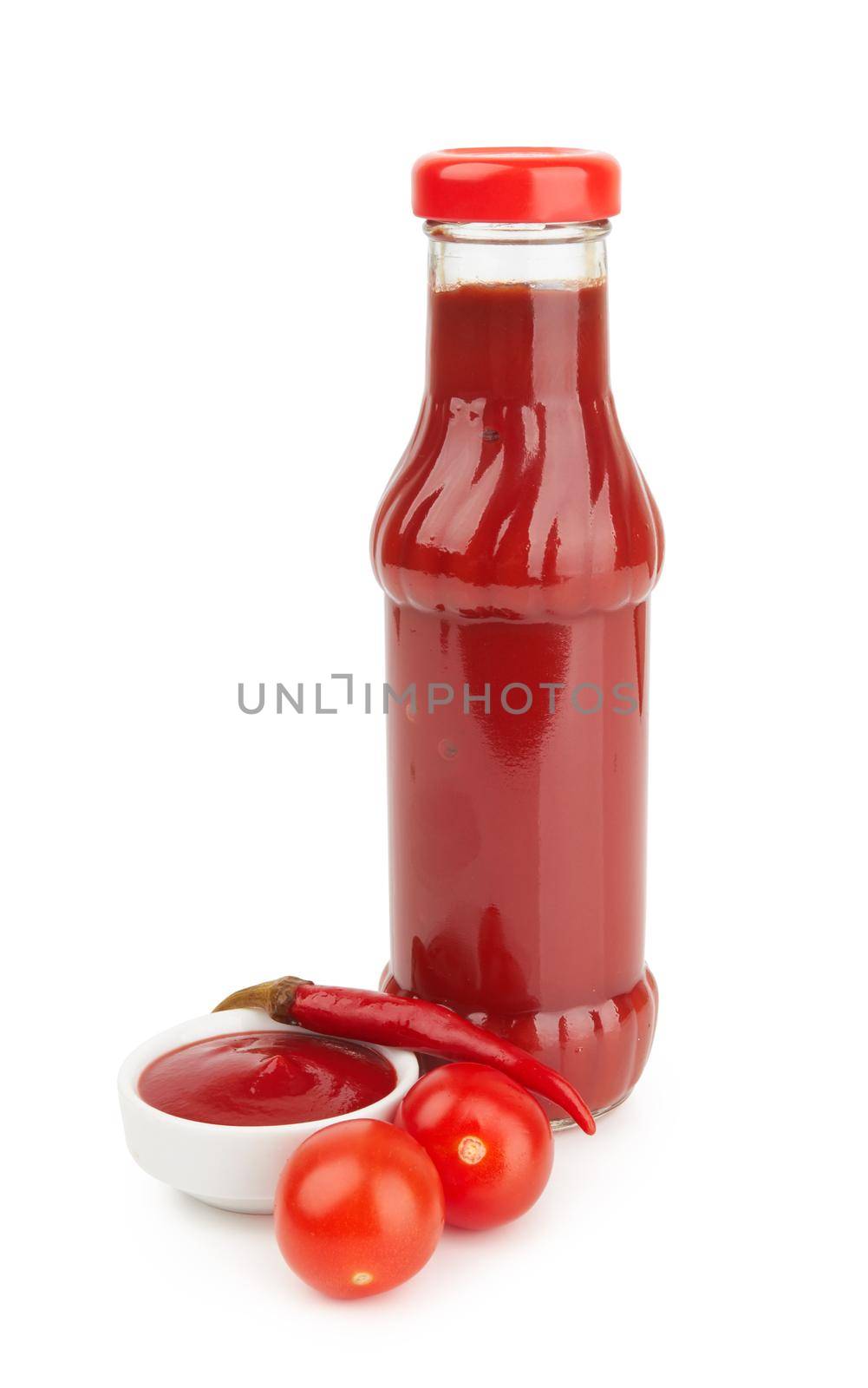 Bottle of ketchup isolated on a white background