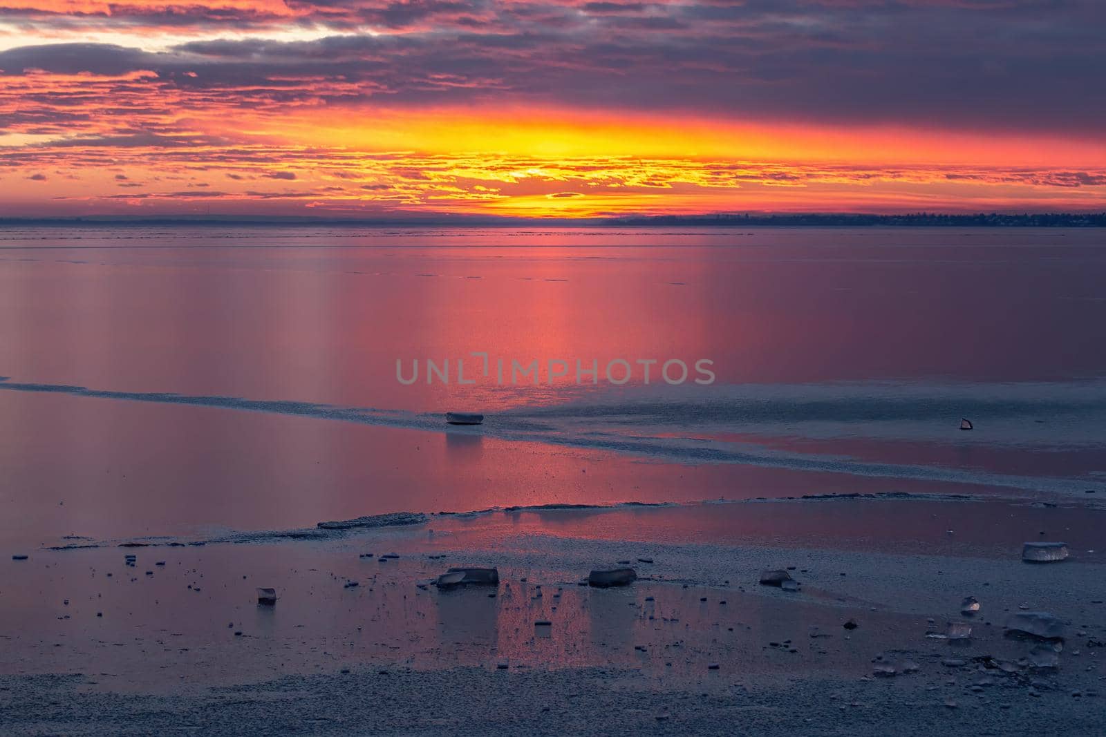 Colorful and Beautiful Sunset Over Lake Balaton by Digoarpi