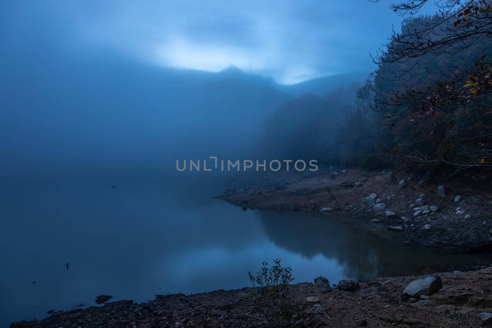Mysterious evening landscape, lake Santa Fe del Montseny by Digoarpi