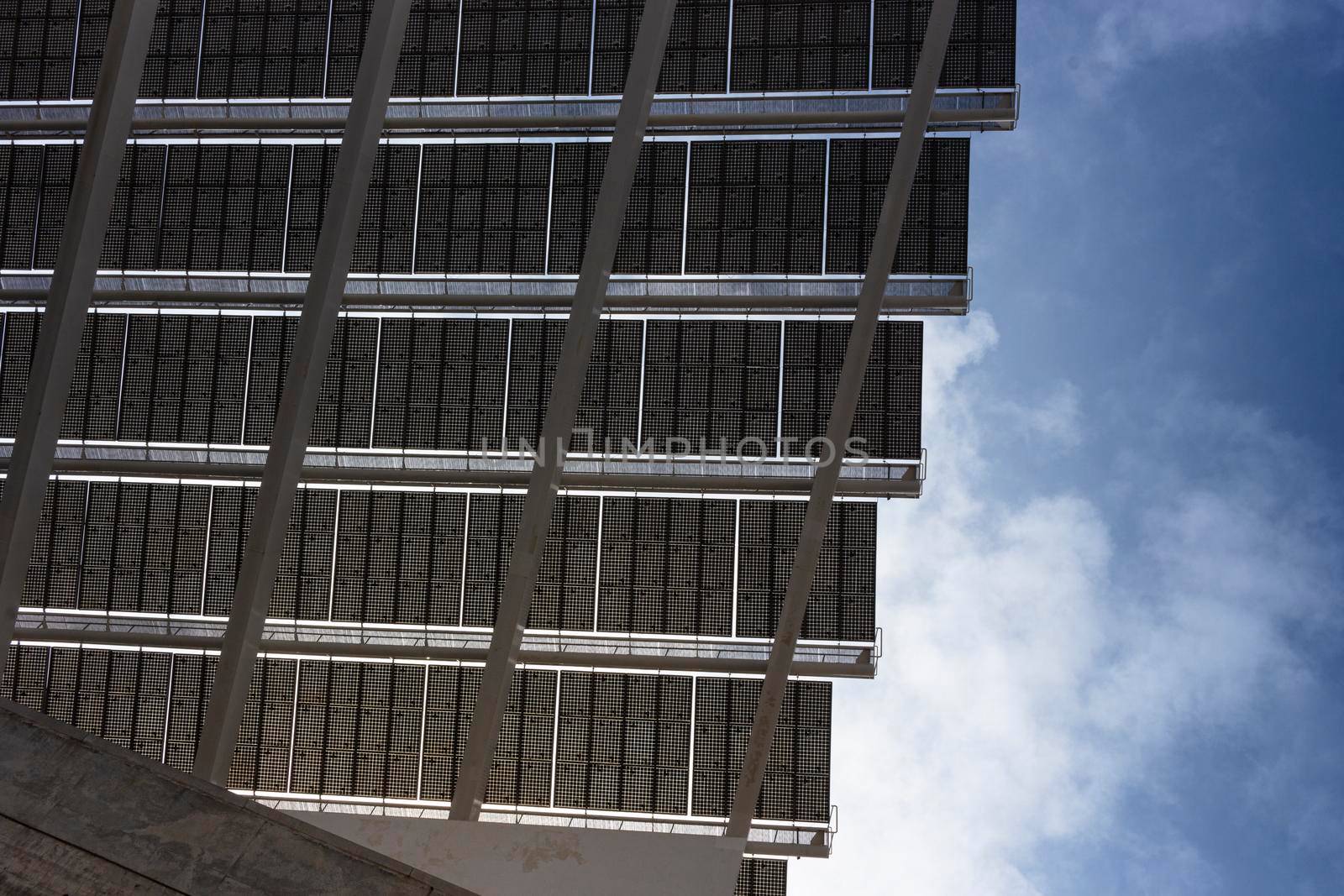Solar panels located in the port of Barcelona by loopneo