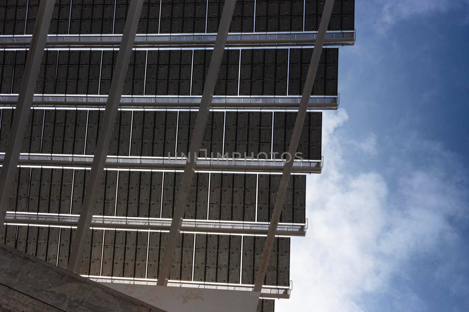 Solar panels located in the port of Barcelona, spain