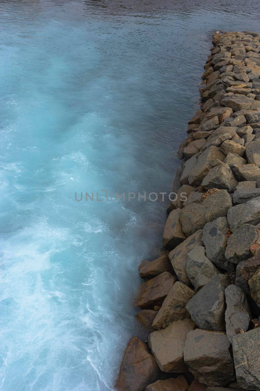 Wastewater outlet from the thermal power plant to a river in Barcelona, Spain