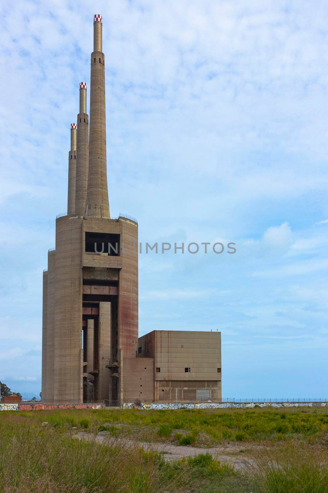 Old disused thermal power plant for the production of electric energy in Barcelona