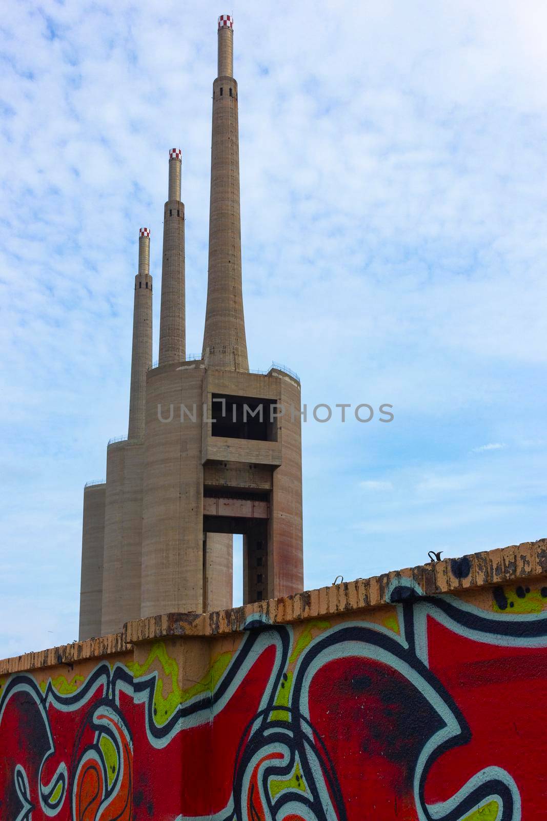 Old disused thermal power plant for the production of electric energy in Barcelona