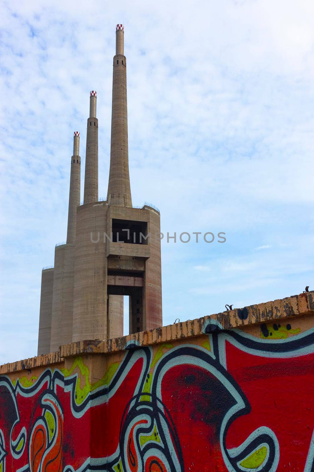 Old disused thermal power plant for the production of electric energy in Barcelona