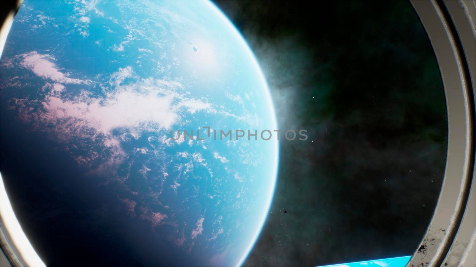 View of the planet Earth from the space gateway. 3D Rendering. by designprojects