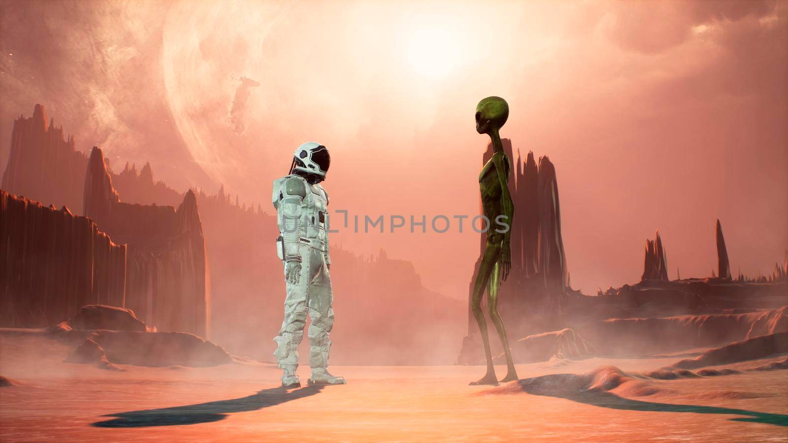 Meeting an alien and an astronaut on a mysterious planet in a distant deep space.