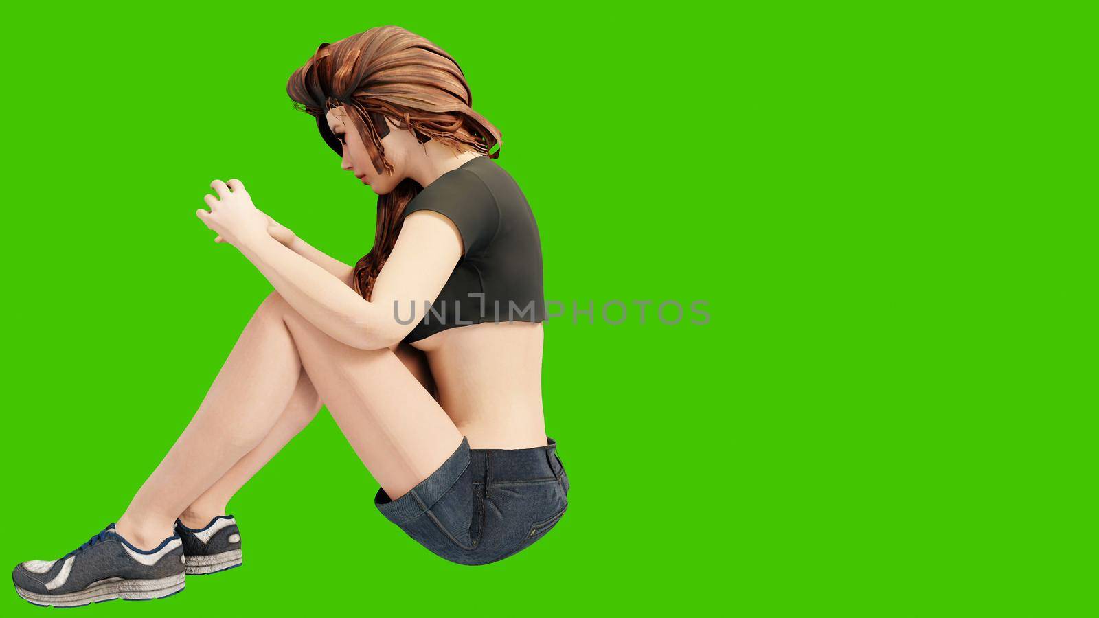 A young beautiful woman is engaged in sports exercises. 3D Rendering by designprojects