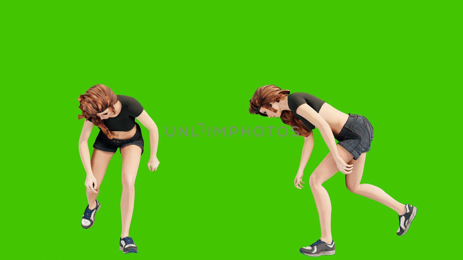 A young beautiful woman is engaged in sports exercises. 3D Rendering by designprojects