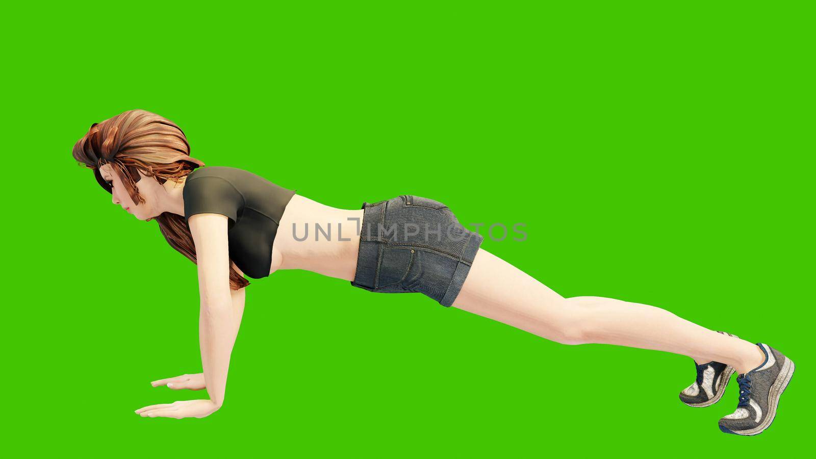 A young beautiful woman is engaged in sports exercises.