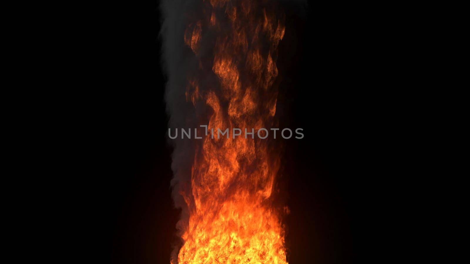 Fire tornado growing and spinning with black smoke. 3D Rendering by designprojects